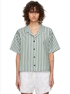 rag & bone Green & White Reed short sleeve Shirt  medium